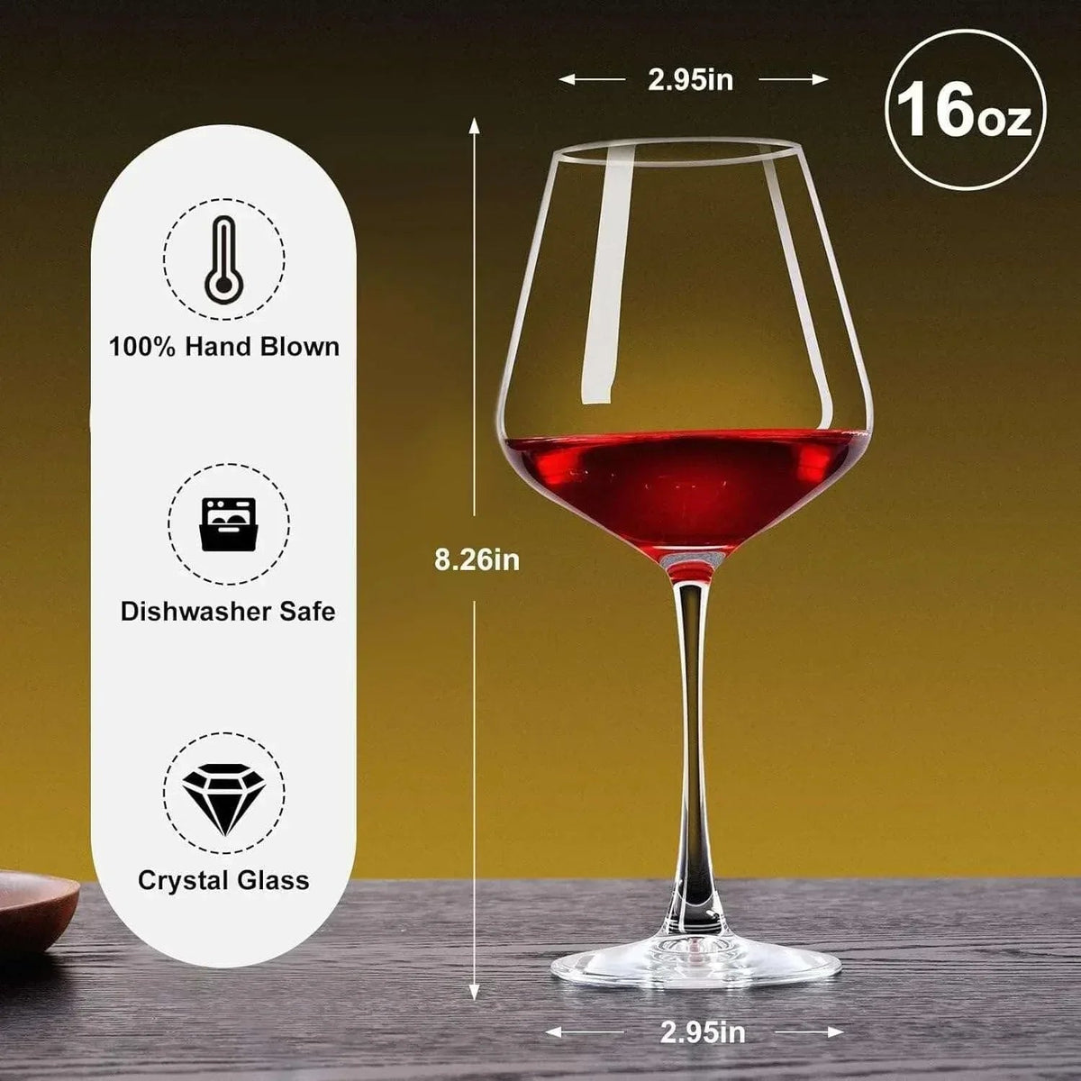 Baalaka Wine Glasses Set of 4, Hand Blown White and Red Wine Glasses, Burgundy Wine Glass, 16oz Red Wine Glasses for Women, Men, Wedding and Birthday