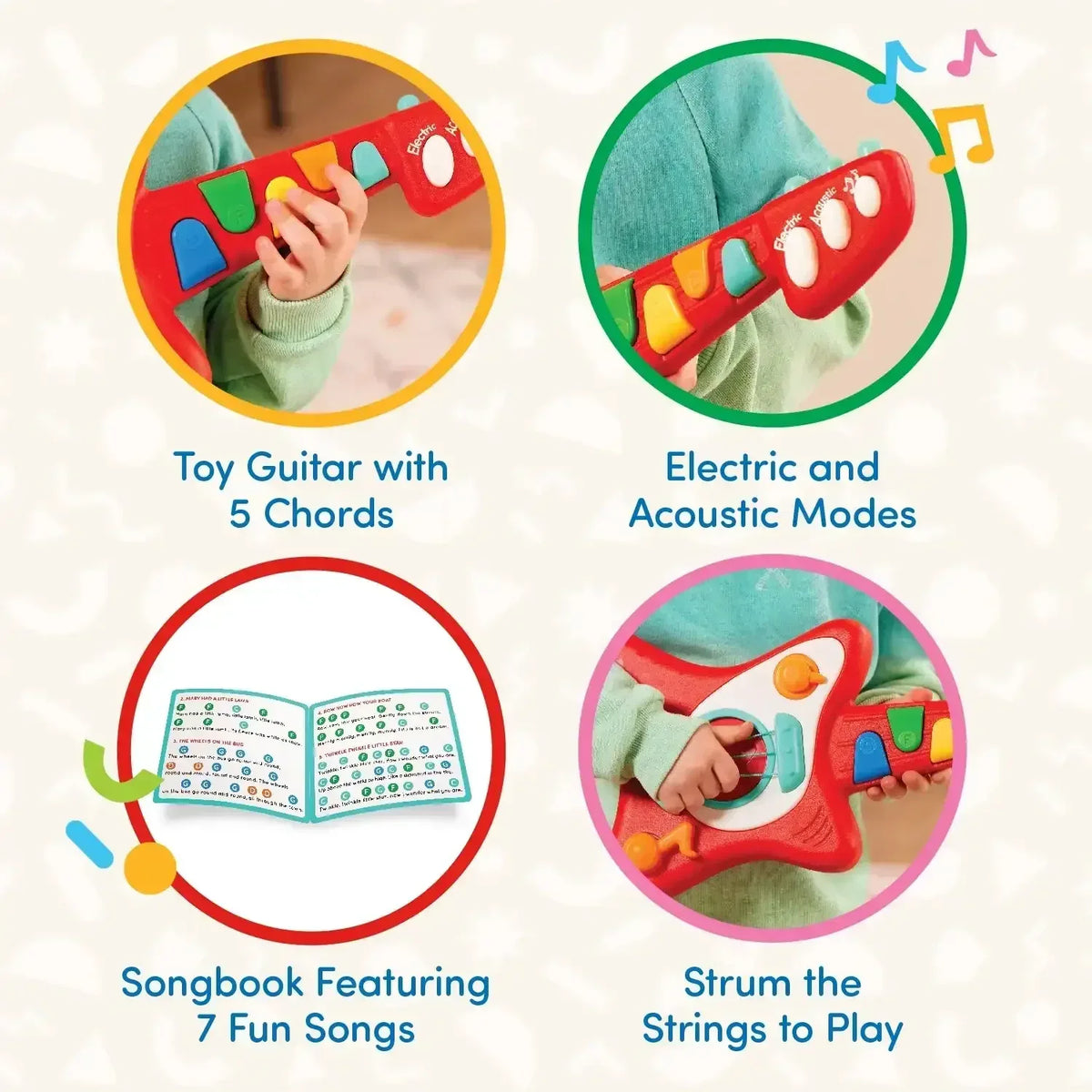 Battat Rock n' Play Guitar with Electric and Acoustic Modes, Toddler and Preschool Toys