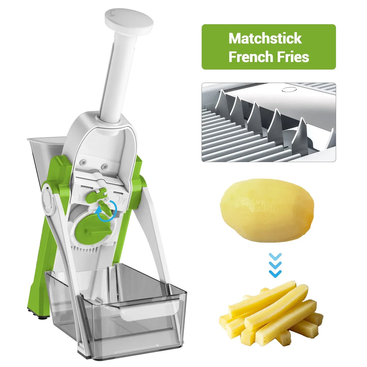 Mandoline Slicer for Vegetables Fruits, Adjustable Thickness Stainless Steel Food Cutter & Chopper, Safe and Quick Meal Preparation