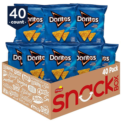 (Pack of 2) Doritos Cool Ranch Flavored Tortilla Chips Snacks Multipack, 1 oz Bags, 40 Count