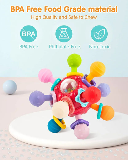 Vanmor Baby Toys Sensory Teething Balls, Baby Teething Toys for Babies 6-12 Months, Baby Teether Rattle Chew Toys, Grasping Activities Infant Toys for 12-18 Months Baby Girl Boys Gift (Red)