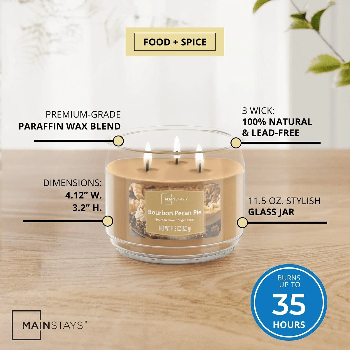Mainstays 3-Wick Scented Glass Jar Candle, 11.5oz.