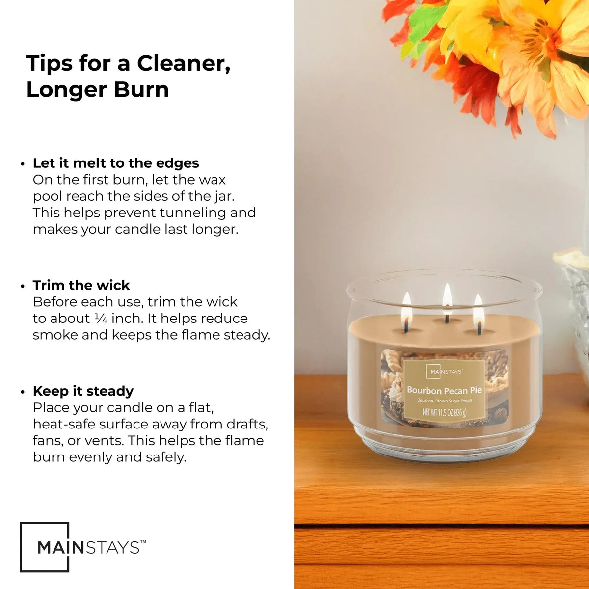 Mainstays 3-Wick Scented Glass Jar Candle, 11.5oz.