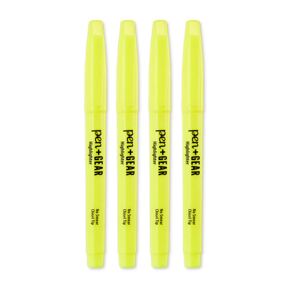 Pen+Gear Pocket Highlighters, Chisel Tip, Yellow, 4 Count