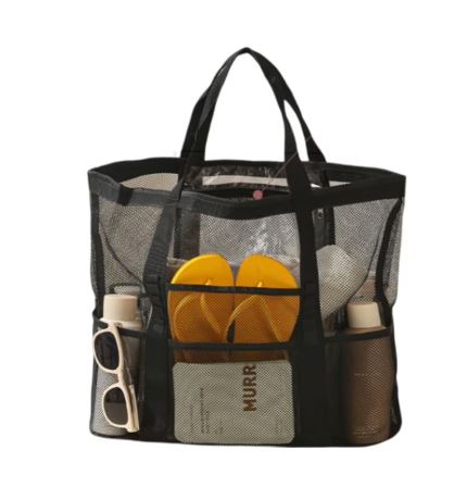 Portable Large Mesh Shower Caddy & Toiletry Tote Bag - Quick Dry for College Dorm, Gym, Pool, Travel, Beach, Yoga, Camping, and More (Black)