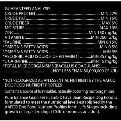 Pure Balance Grain-Free Lamb & Fava Bean Recipe Dry Dog Food