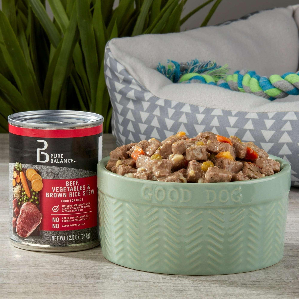 Pure Balance Beef, Vegetable & Brown Rice Flavor Stew Wet Dog Food for Adult, Grain-Free, 12.5 oz. Can