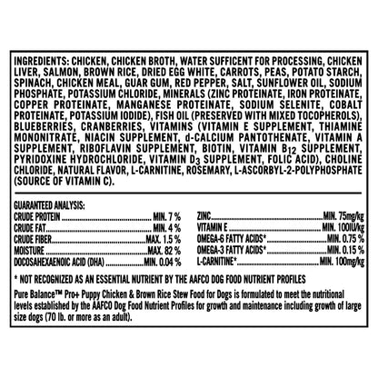 Pure Balance Pro+ Chicken & Brown Rice Stew Wet Dog Food for Puppy, 12.5 oz Can
