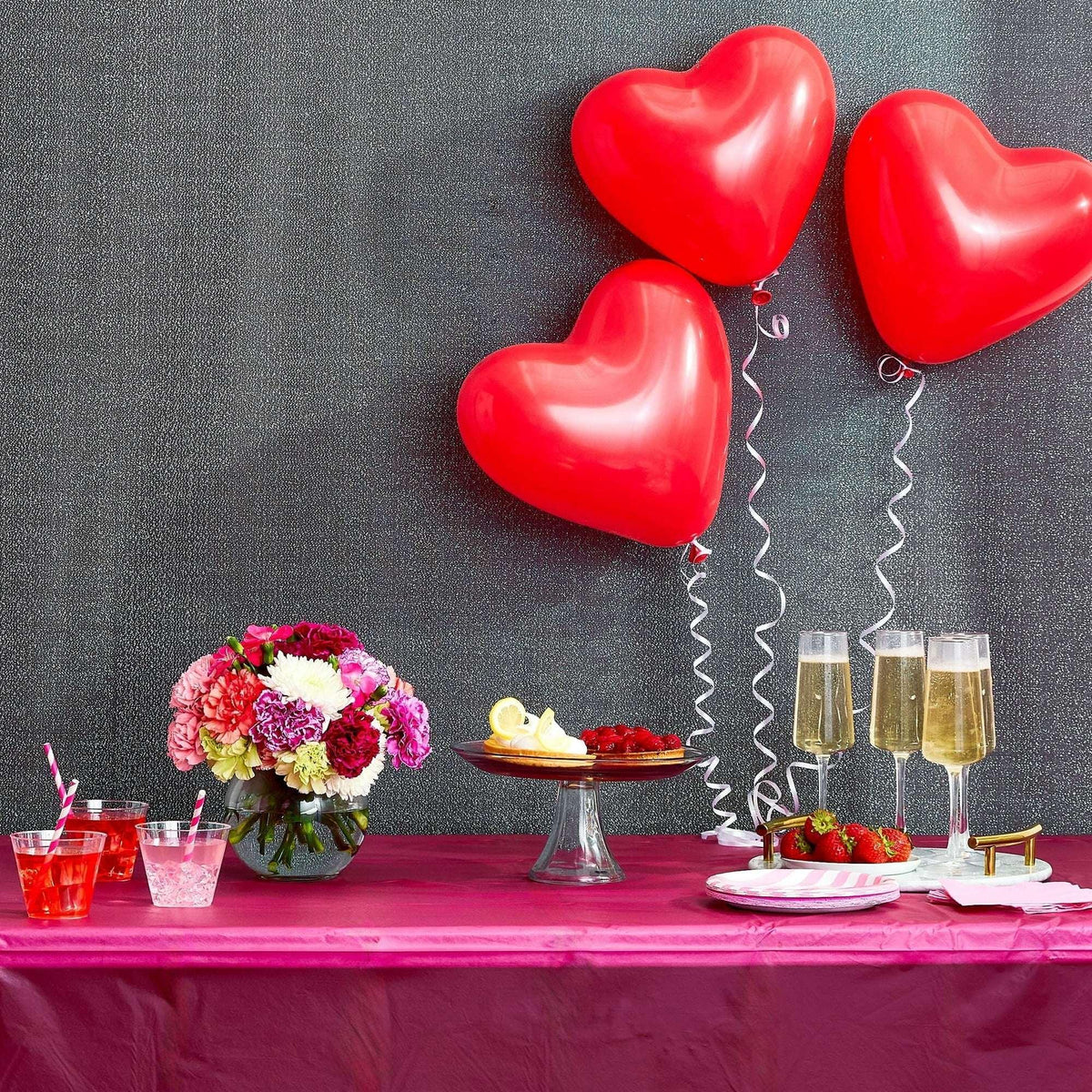 12" Red Heart Shaped Latex Balloons, 5 Pieces Per Pack, by Way To Celebrate (Pack of 2)