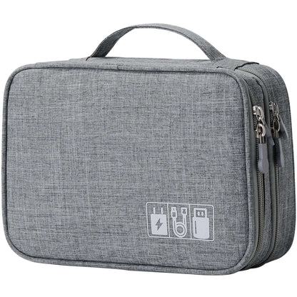 Travel Digital Electronics Accessories Case, Waterproof, Double-Layer, Cable Organizer Bag for USB Drives, Chargers, Memory Cards (Blue)