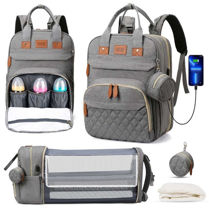 Expandable Diaper Bag Backpack, 35L Capacity, Waterproof, Unisex, Large for Twins, with Changing Pad, Ideal for Travel