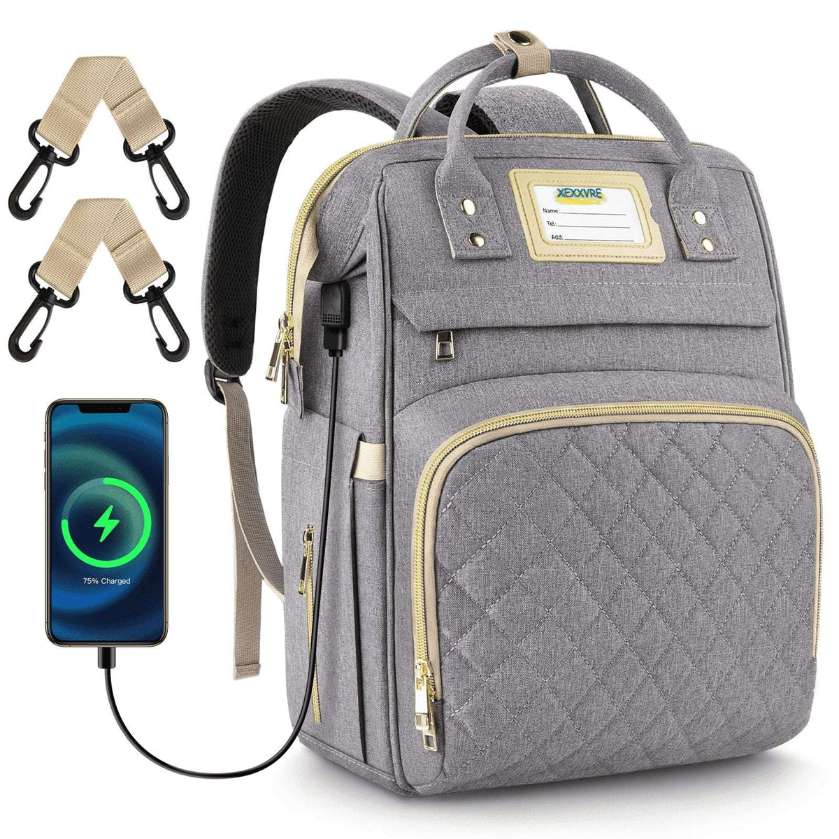 Expandable Diaper Bag Backpack, 35L Capacity, Waterproof, Unisex, Large for Twins, with Changing Pad, Ideal for Travel