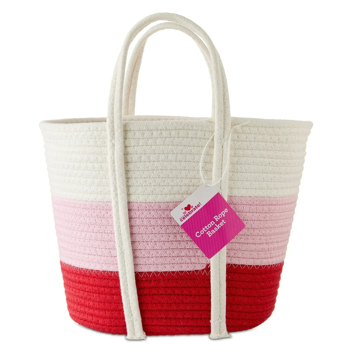 Cotton Rope Basket, Multicolor, 12" x 14", Valentine's Day by Way To Celebrate