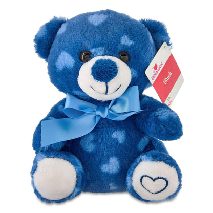 Small Heart Polka Dot Bear Plush, Blue, 7", Valentine's Day by Way To Celebrate