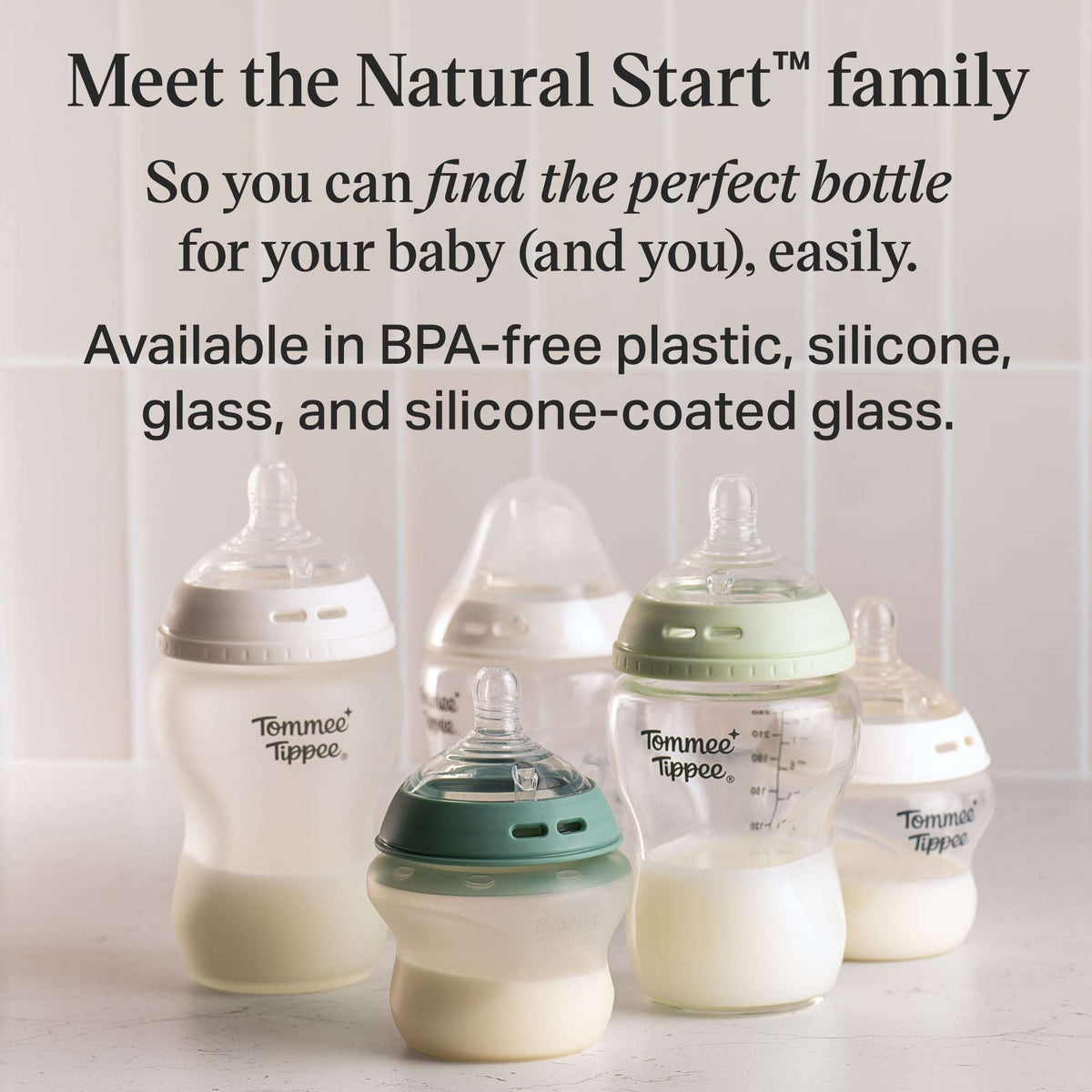 Tommee Tippee Natural Start Anti-Colic Colorful Baby Bottles, 9oz, 0 month+, Slow-Flow Breast-Like Nipple for a Natural Latch, Anti-Colic Valve, Fiesta, Pack of 6