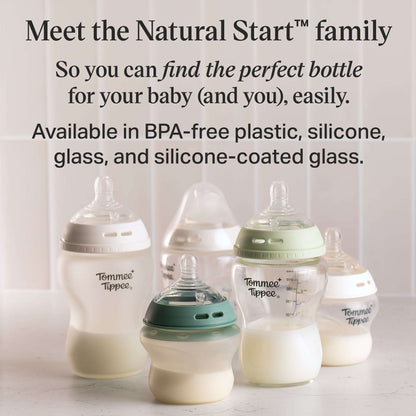 Tommee Tippee Natural Start Anti-Colic Colorful Baby Bottles, 9oz, 0 month+, Slow-Flow Breast-Like Nipple for a Natural Latch, Anti-Colic Valve, Fiesta, Pack of 6