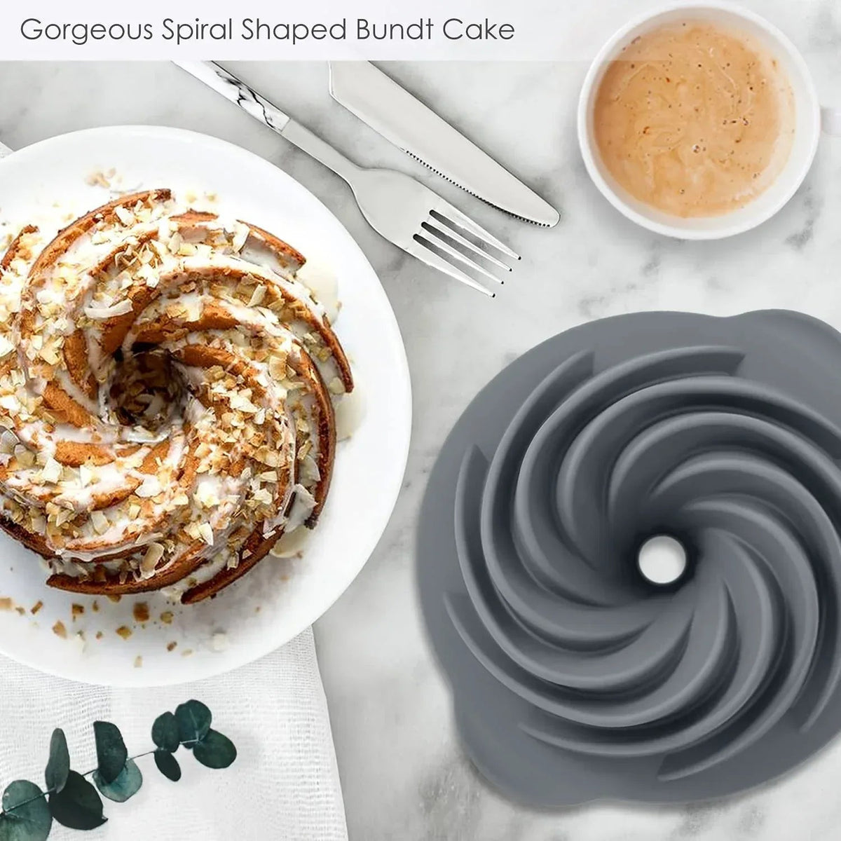 Silicone Novelty cake pan, Pound Cake Baking Pan Non-Stick pan, fluted cake pan with Heavy Grade Steel Frame and Handles for Baking Cake, bundt cake, Birthday, Party