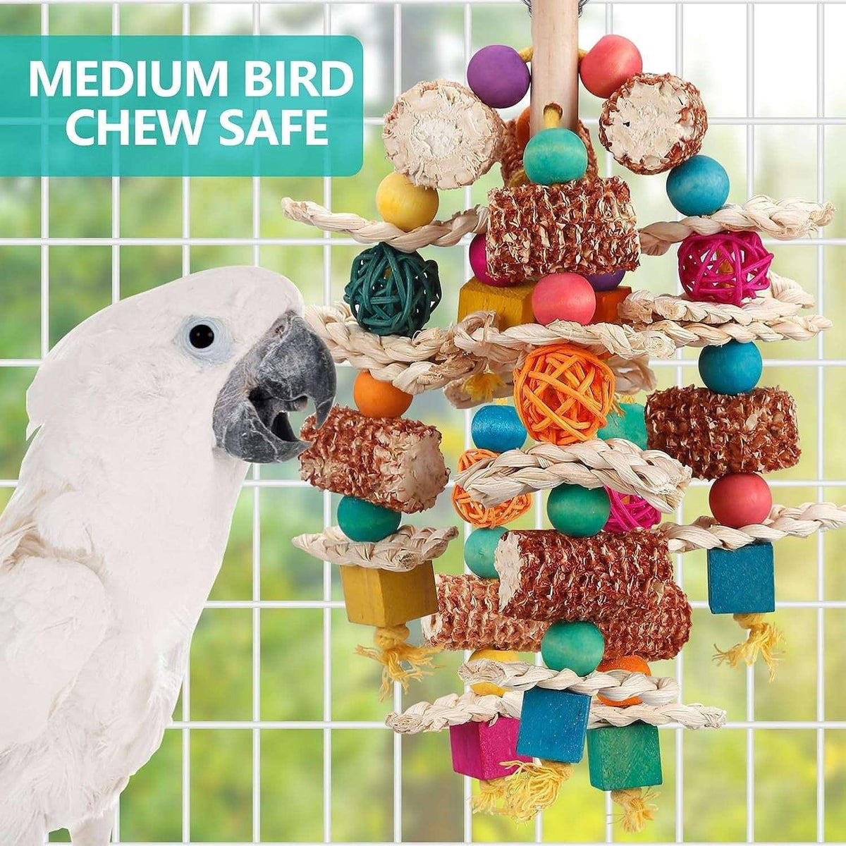 ZeenArt Bird Parrot Toys, Natural Corn Cob Bird Chew Toys for African Grey, Cockatoos, Lovebird, Conure