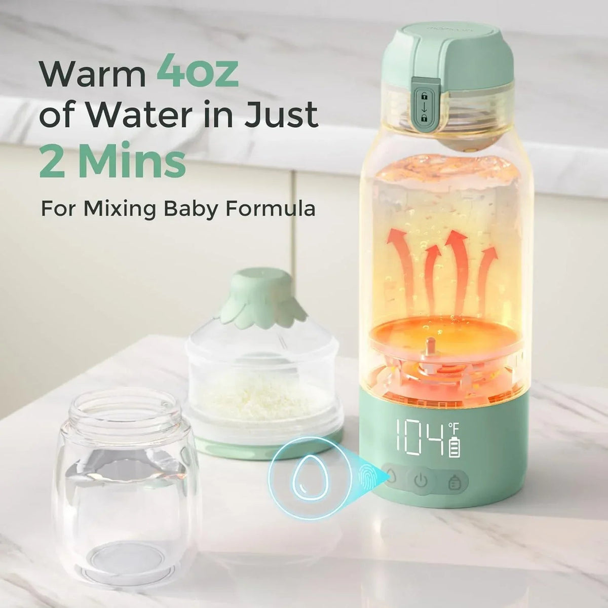 Momcozy Portable Milk Warmer for Travel – Dual Heating Modes for Breast Milk and Momcozy Portable Bottle Brush Set - Baby Bottle Cleaner Kit