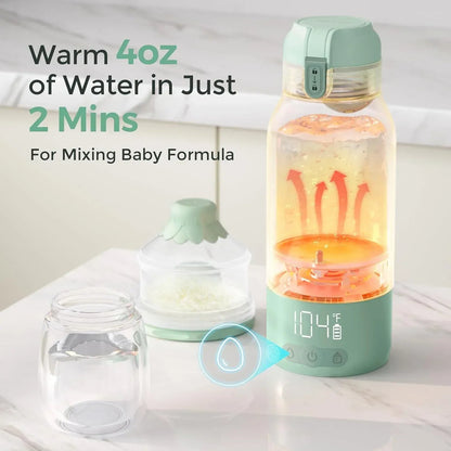 Momcozy Portable Milk Warmer for Travel – Dual Heating Modes for Breast Milk and Momcozy Portable Bottle Brush Set - Baby Bottle Cleaner Kit