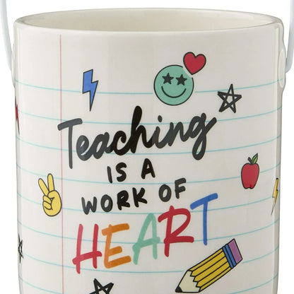 Work of Heart Ceramic Pail, Multicolor, 5", Valentine's Day by Way To Celebrate