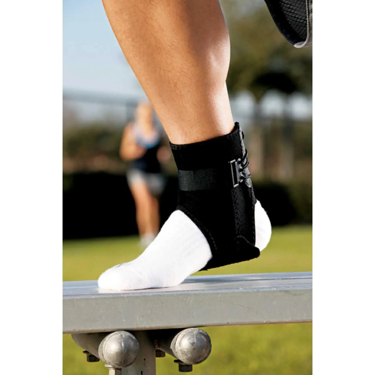 ACE Brand Ankle Support with Side Stabilizers, Adjustable, Black, 1 Brace