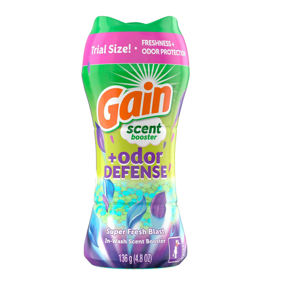 Gain Odor Defense 2-in-1 In-Wash Laundry Scent Booster Beads, Super Fresh Blast Scent, 4.8 oz