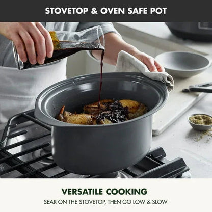 GreenPan 8 Quart Locking Lid Slow Cooker, Healthy Ceramic Nonstick, Graphite