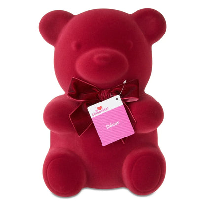 Flocked Bear Tabletop Decoration, Red, 12", Valentine's Day by Way To Celebrate