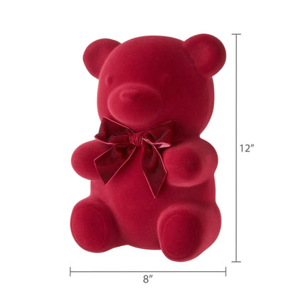 Flocked Bear Tabletop Decoration, Red, 12", Valentine's Day by Way To Celebrate
