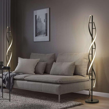 LED Spiral Floor Lamp 60 Inch Modern Floor Lamps Dimmable Black Standing Lamp 34W Contemporary Floor Lamps for Living Room Bedroom Kitchen Office