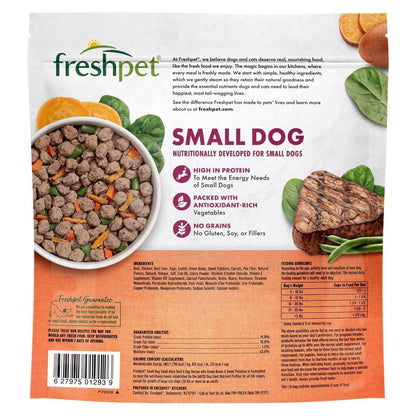 Freshpet Fresh Dog Food, Small Dog Beef & Egg Recipe, Small Bites Freshly Roasted Meals, 1 lb.