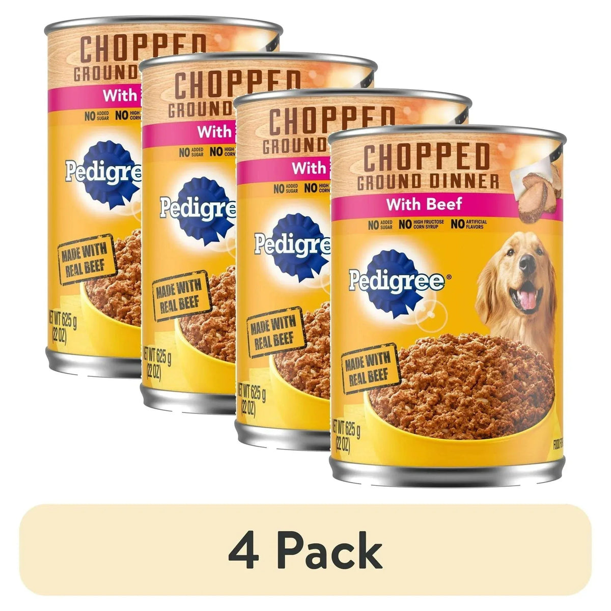Pedigree Chopped Ground Dinner With Beef Adult Soft Wet Dog Food, (12) 22 oz Cans