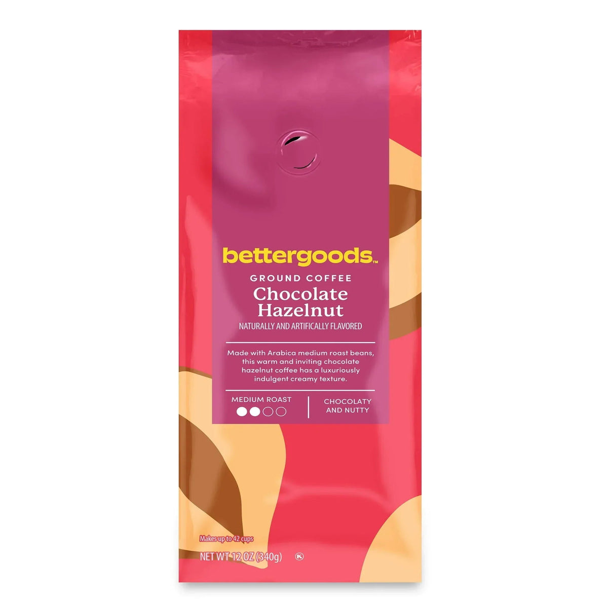bettergoods Chocolate Hazelnut Flavored Ground Coffee, Medium Roast, 12 oz