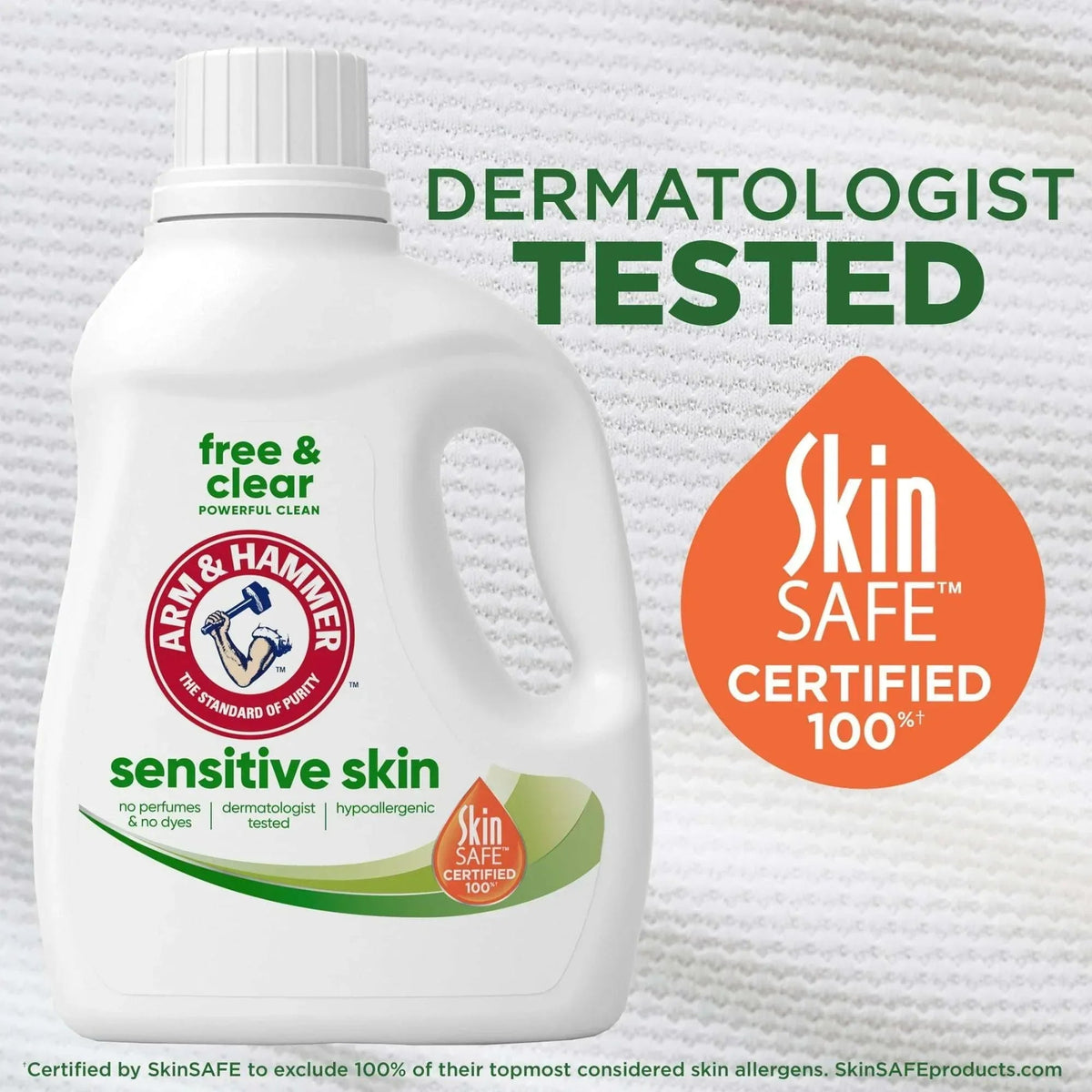 ARM & HAMMER Sensitive Skin Free & Clear Liquid Laundry Detergent Soap, 170 fl oz, 170 Loads