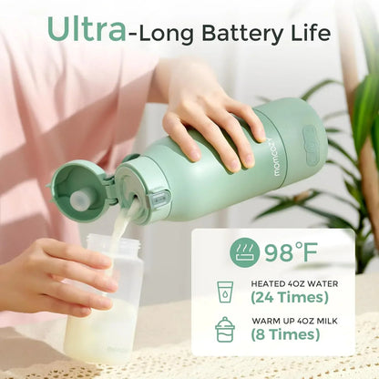 Momcozy Portable Milk Warmer for Travel – Dual Heating Modes for Breast Milk and Momcozy Portable Bottle Brush Set - Baby Bottle Cleaner Kit
