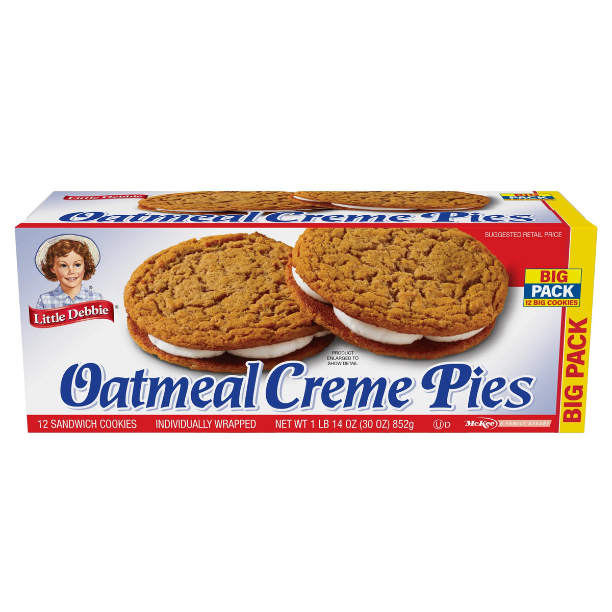 Little Debbie Big Pack Oatmeal Crème Pies, 30 oz (12 count)