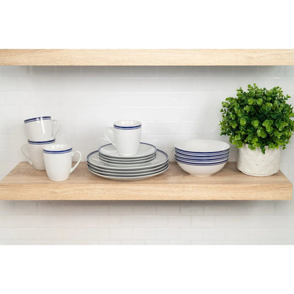 10 Strawberry Street Simply Coupe 16-Piece Ceramic Dinnerware Set, Blue