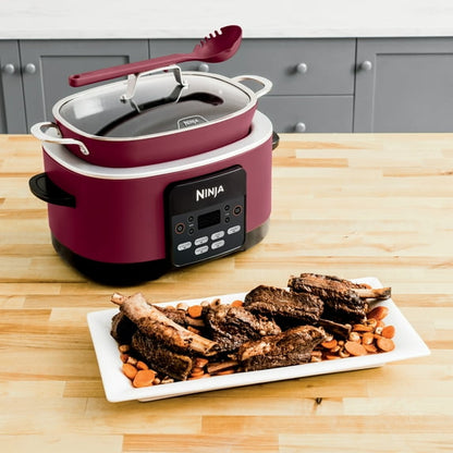 Ninja 10-in-1 Foodi Possible 8.5 Qt Multi-Cooker, Slow Cook, Dutch Oven, Steamer, Triple Heat Fusion, Glass Lid & Integrated Spoon, MC1000WM Cherry Tarte