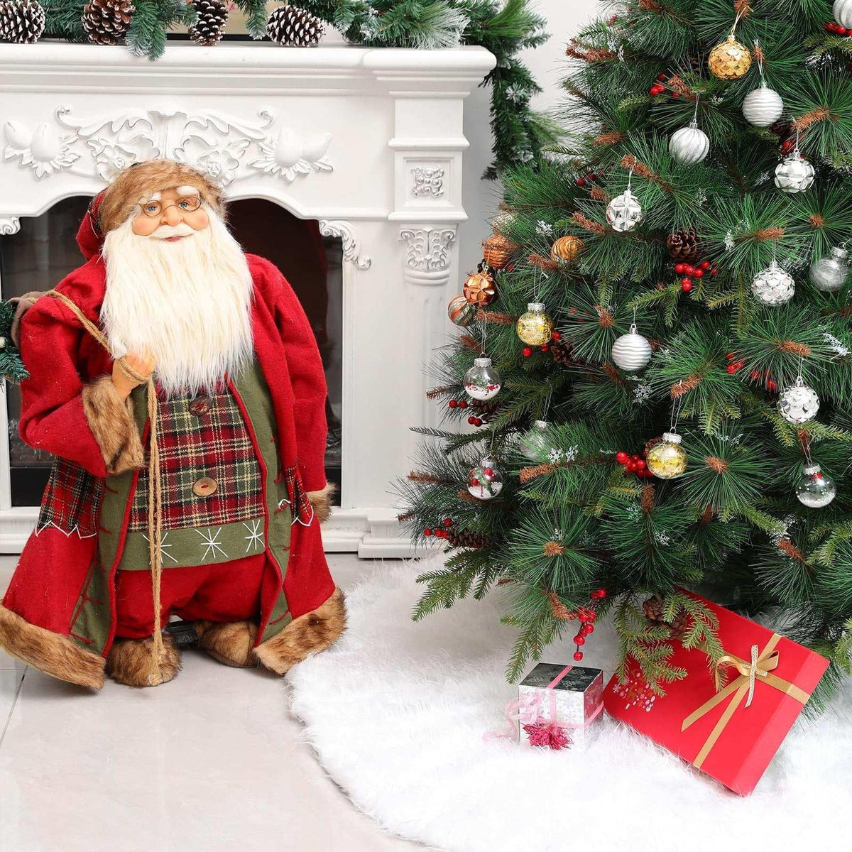DAKIMOE Christmas Tree Skirt White Plush Skirts Xmas Decorations for Merry Christmas Party Faux Fur, 30 inches
