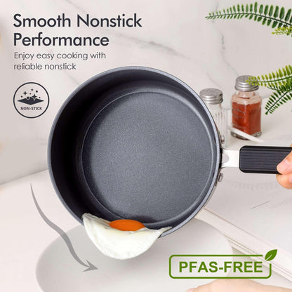 SENSARTE Ceramic Nonstick Saucepan with Lid, 2Qt Saucepan Pot with cover, Oven Safe, Anti-Scald Handle, Induction Compatible, Easy to Clean