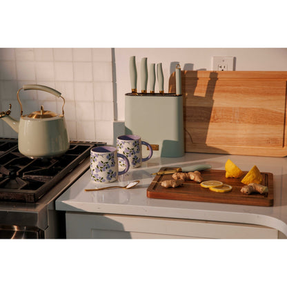 Thyme & Table 7-Piece Knife Block Set, Mint Green