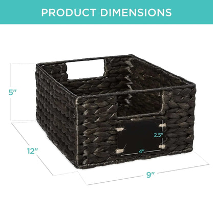 Best Choice Products Set of 4 12in Woven Water Hyacinth Pantry Baskets w/ Chalkboard Label, Chalk Marker