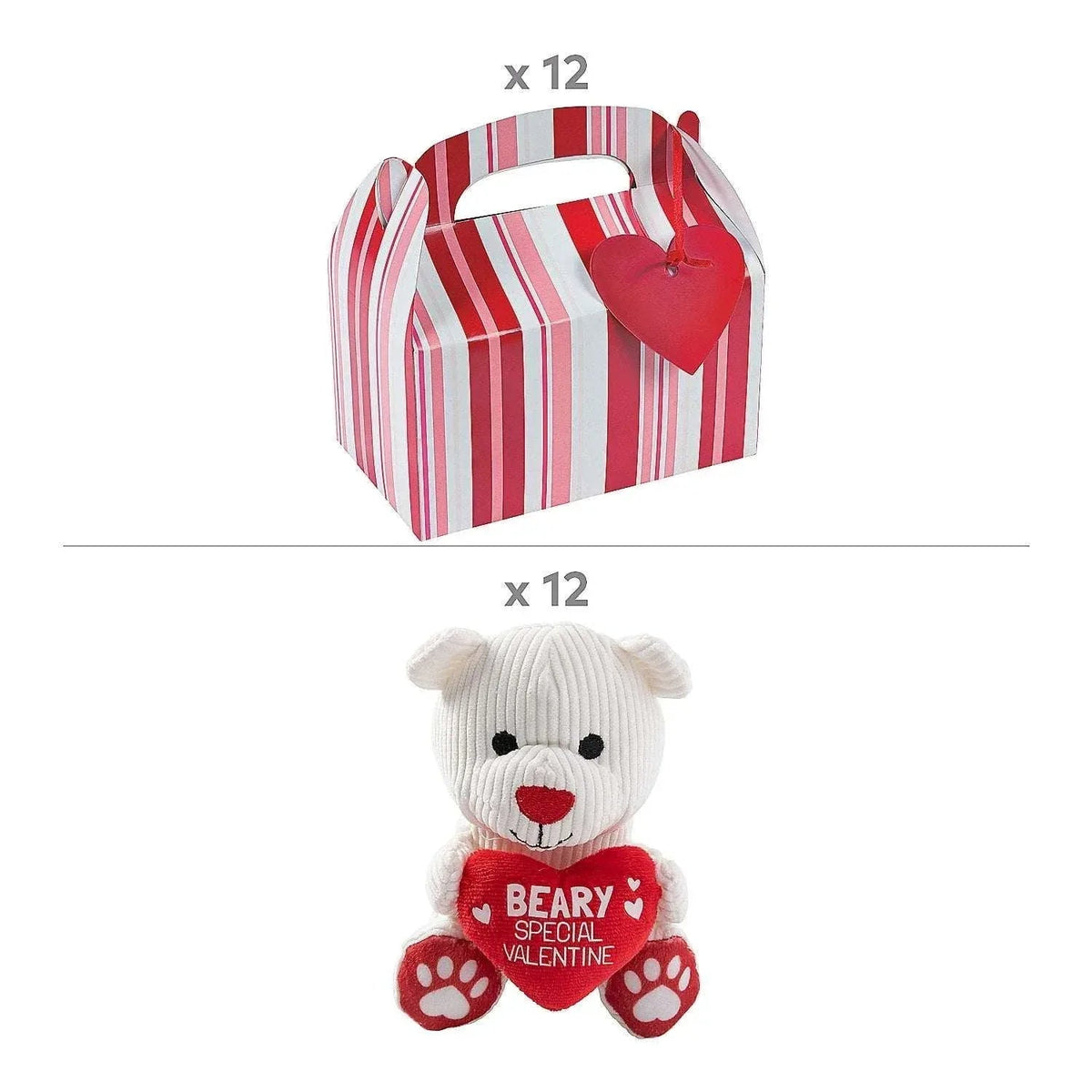 Fun Express Valentine’s Day Stuffed Bear Gift Kit for 12