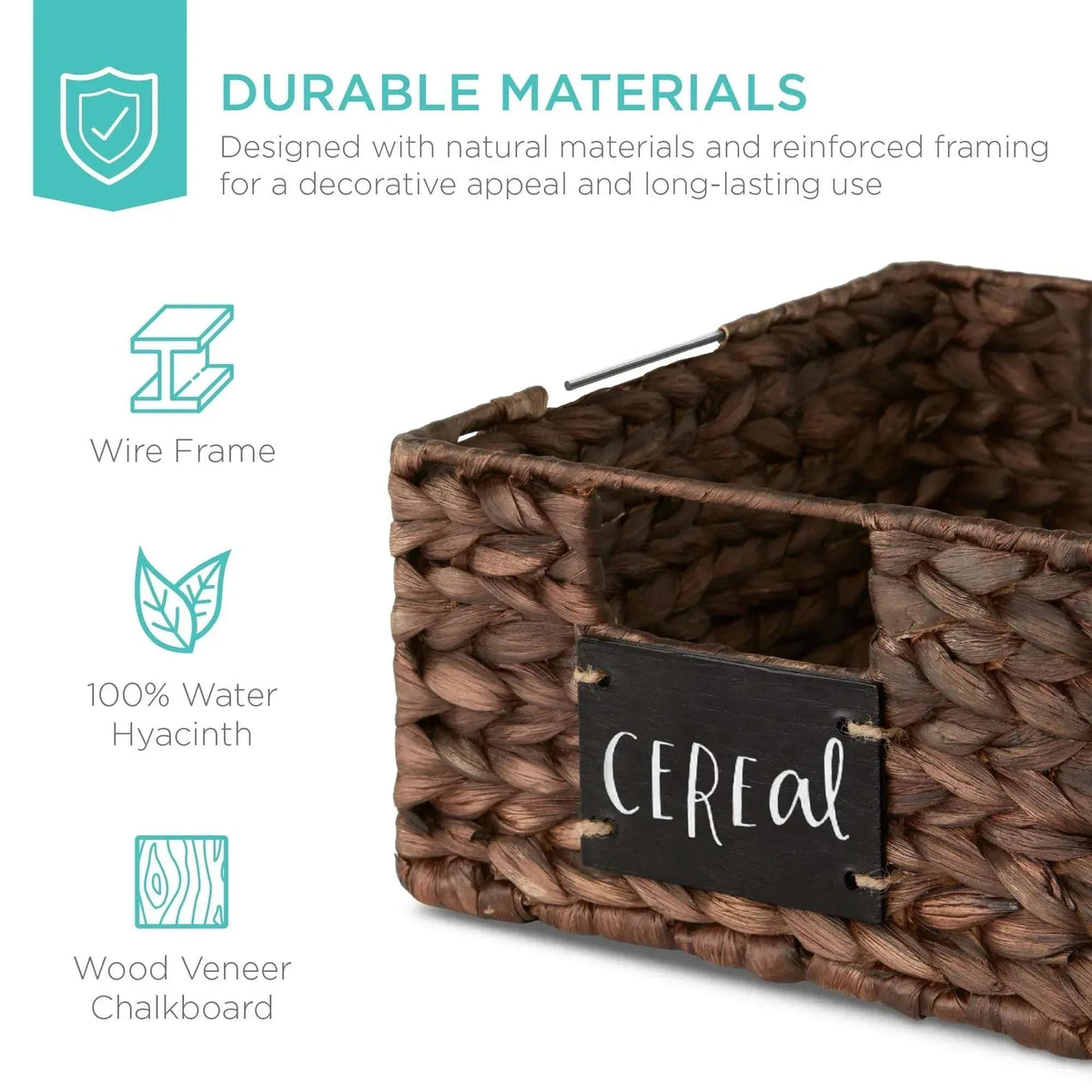 Best Choice Products Set of 4 12in Woven Water Hyacinth Pantry Baskets w/ Chalkboard Label, Chalk Marker