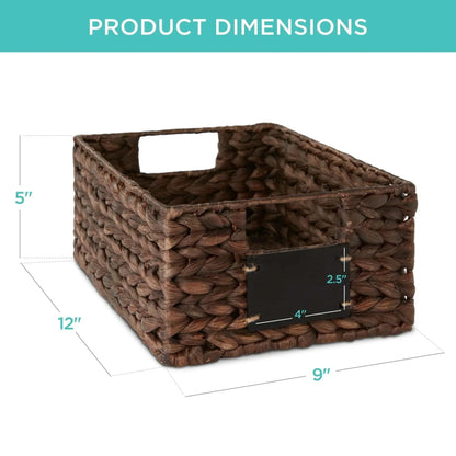 Best Choice Products Set of 4 12in Woven Water Hyacinth Pantry Baskets w/ Chalkboard Label, Chalk Marker