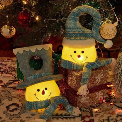 1pc Classic Style Lighted Snowman Christmas Tree Topper - Plush Fabric, Battery Operated (2 AA Not Included), Festive Holiday Ornament for Xmas Party Decor