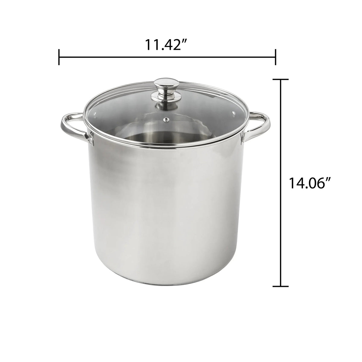 Mainstays Stainless Steel 16-Quart Stock Pot with Glass Lid, Induction Compatible, Stainless Steel, Dishwasher Safe