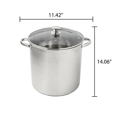 Mainstays Stainless Steel 16-Quart Stock Pot with Glass Lid, Induction Compatible, Stainless Steel, Dishwasher Safe