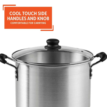 Imusa 10Qt Aluminum Steamer or Stock Pot with Glass Lid & Removable Rack